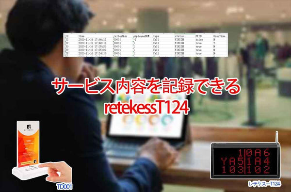 サービス業界について、サービス内容を記録できるretekessT124呼び出しシステム - retekess