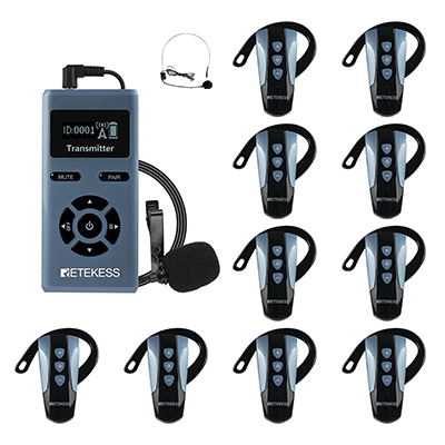 1-Retekess TT106 ワイヤレスガイドシステム 耳掛け式ツアーガイドシステム イヤーフック ミニ受信機 自動ペアリング 操作簡単 ボタン1つで1機能   工場見学 会社説明会 同時通訳 博物館 教会翻訳-最新モデル