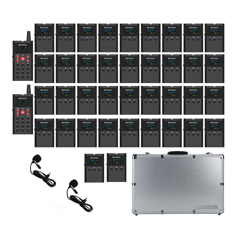 Retekess TT127 ツアー ガイド システム送信機*2+受信機*38+充電ケース　ツアー用の音声ツアー ガイド　41 言語をサポート　16 GB 大容量メモリを搭載 工場見学 景勝地　博物館　美術館　展示ホール