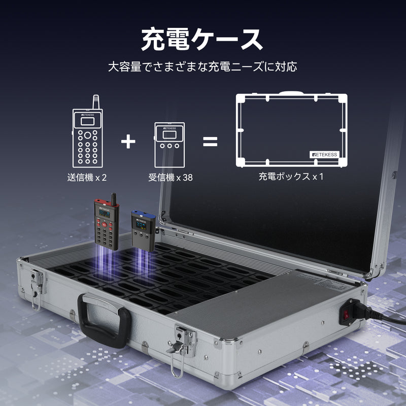 Retekess TT127 ツアー ガイド システム送信機*2+受信機*38+充電ケース　ツアー用の音声ツアー ガイド　41 言語をサポート　16 GB 大容量メモリを搭載 工場見学 景勝地　博物館　美術館　展示ホール