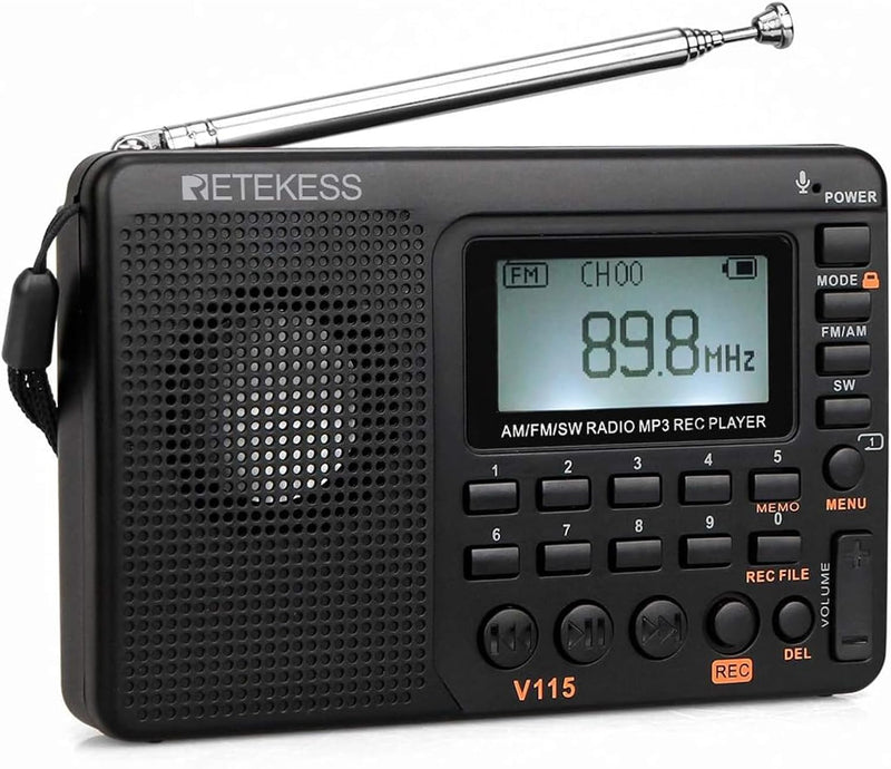 RetekessV115短波MP3プレーヤーを備えたポータブルAM FM SWラジオ 携帯