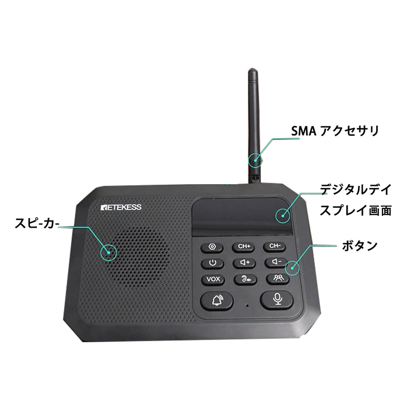 Retekess TH201 ワイヤレスインターホン最新アップグレード版  双方向通話  スマート音声インターコム 見守り液晶 24時間のケア プラグアンドプレイ 2000+のチャンネル 超長距離 15種類の着信音オプション 8段階音量調整 簡単な設置 部屋から部屋へ ホームインターフォン 患者 高齢者 障害者 保育園 妊娠中 会社