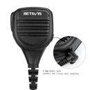 Retevis RS-112 防水スピーカーマイク IP54 汎用2ピンショルダー型スピーカーマイク（レテビス、 TYT、 バオフェン製トランシーバー用）