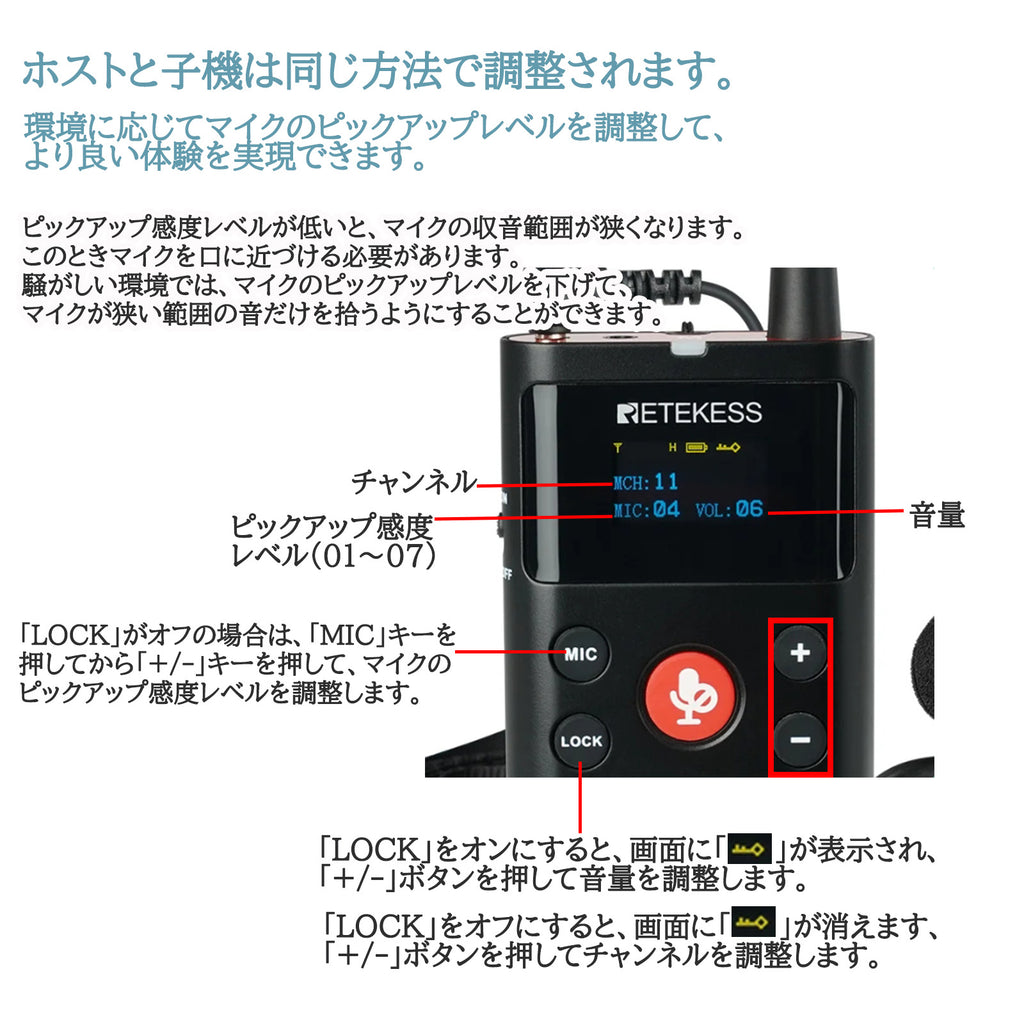 1-Retekess TT126 双方向ワイヤレスガイドシステム 発信機*1＋受信機*1 ミュート可能 超長距離 工場見学 美術館案内  無線ガイドシステム