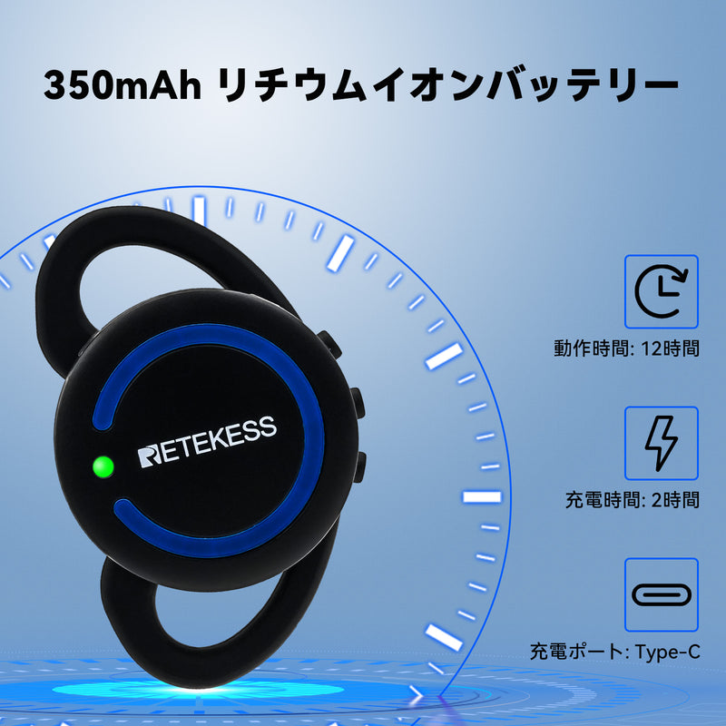 Retekess TT126R ワイヤレスガイドシステム 多方向通信耳掛け型 受信機 超長距離 工場見学 美術館案内 無線ガイドシステム