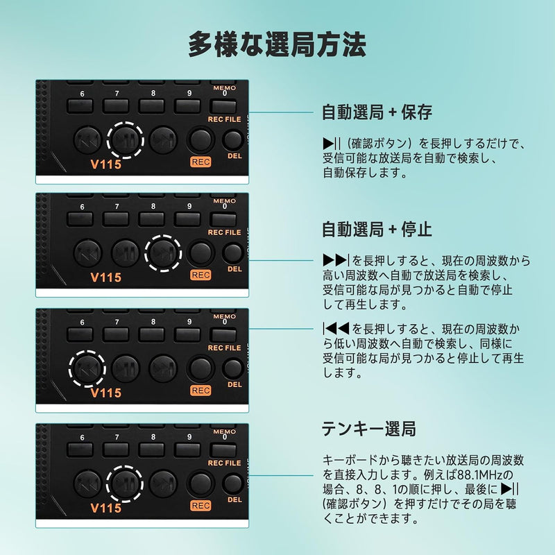 RetekessV115短波MP3プレーヤーを備えたポータブルAM FM SWラジオ 携帯