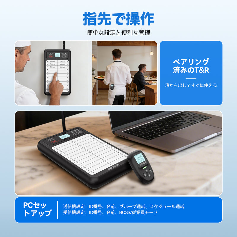 RETEKESS TD037呼び出し システムは、最大99台の受信機をサポートする