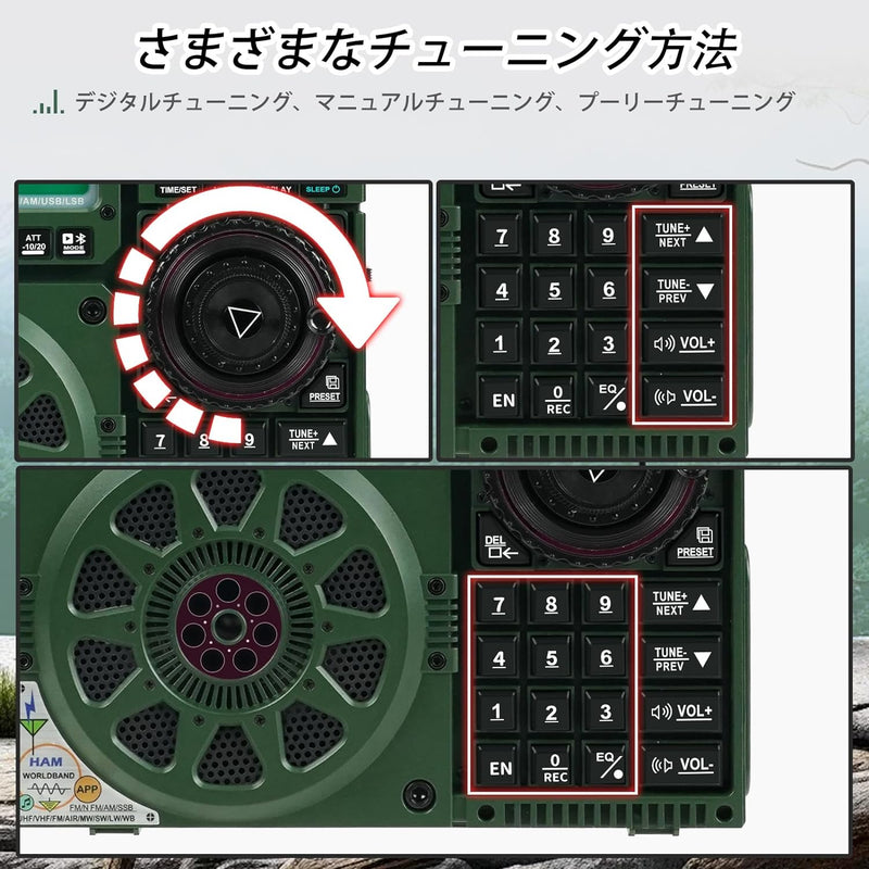 Retekess TR113 短波ラジオ ポータブルラジオ アマチュア無線 フルバンドラジオ BCLラジオ 全帯域 FM/AM/SW/MW/LW/CB/VHF/UHF/WB/AIR/SSB 航空無線 スリープ機能 目覚まし時計 1600局メモリー APP 高感度 無線愛好家向け 防災 旅行 アウトドア