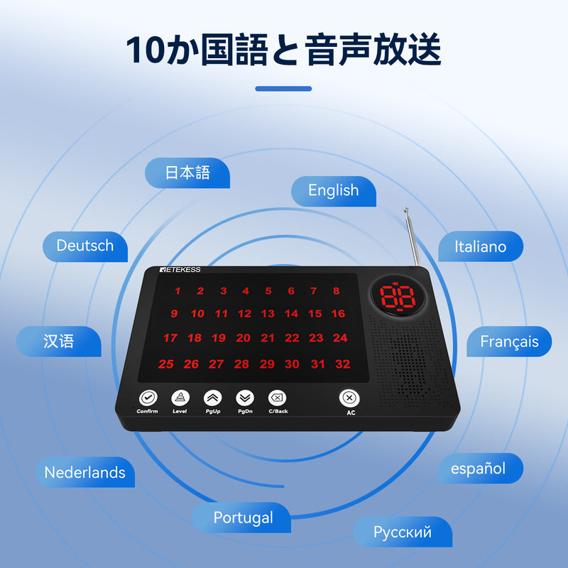 Retekess TH107 介護用呼び出しベル ナースコールシステム  IP67 防水 TH008  2キー呼び出しボタン 病院、クリニック、介護ホーム用