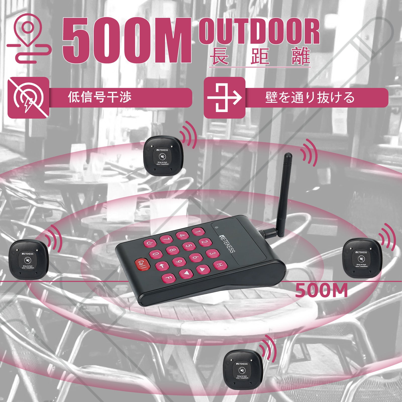 Retekess TD161長距離ポケットベルシステム お客様呼び出しベル Retekess TD161長距離ポケットベルシステム お客様呼び出しベル