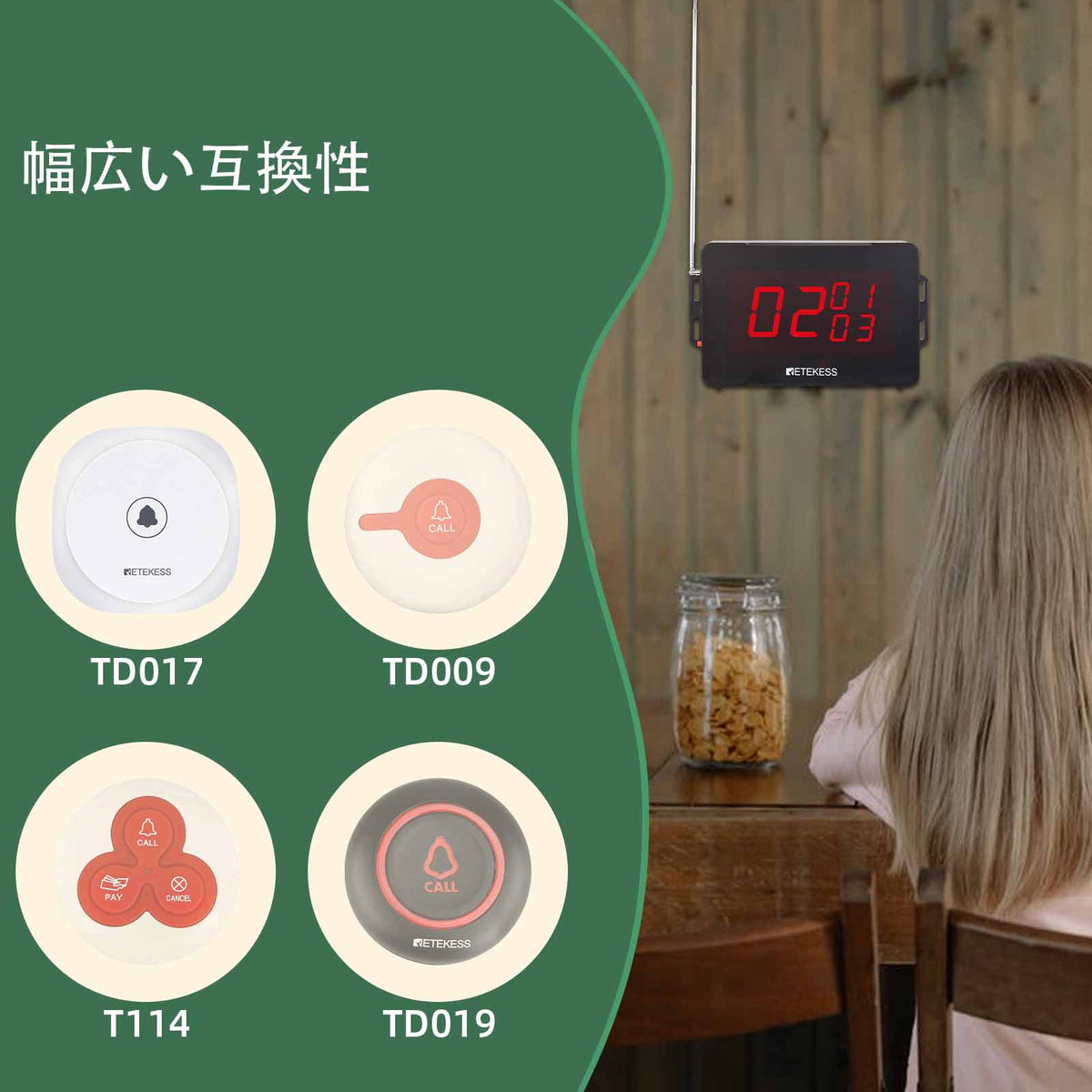 RETEKESS ワイヤレス呼び出しベル retekess ワイヤレス呼び出しシステム 呼び出しベル 業務用 病院
