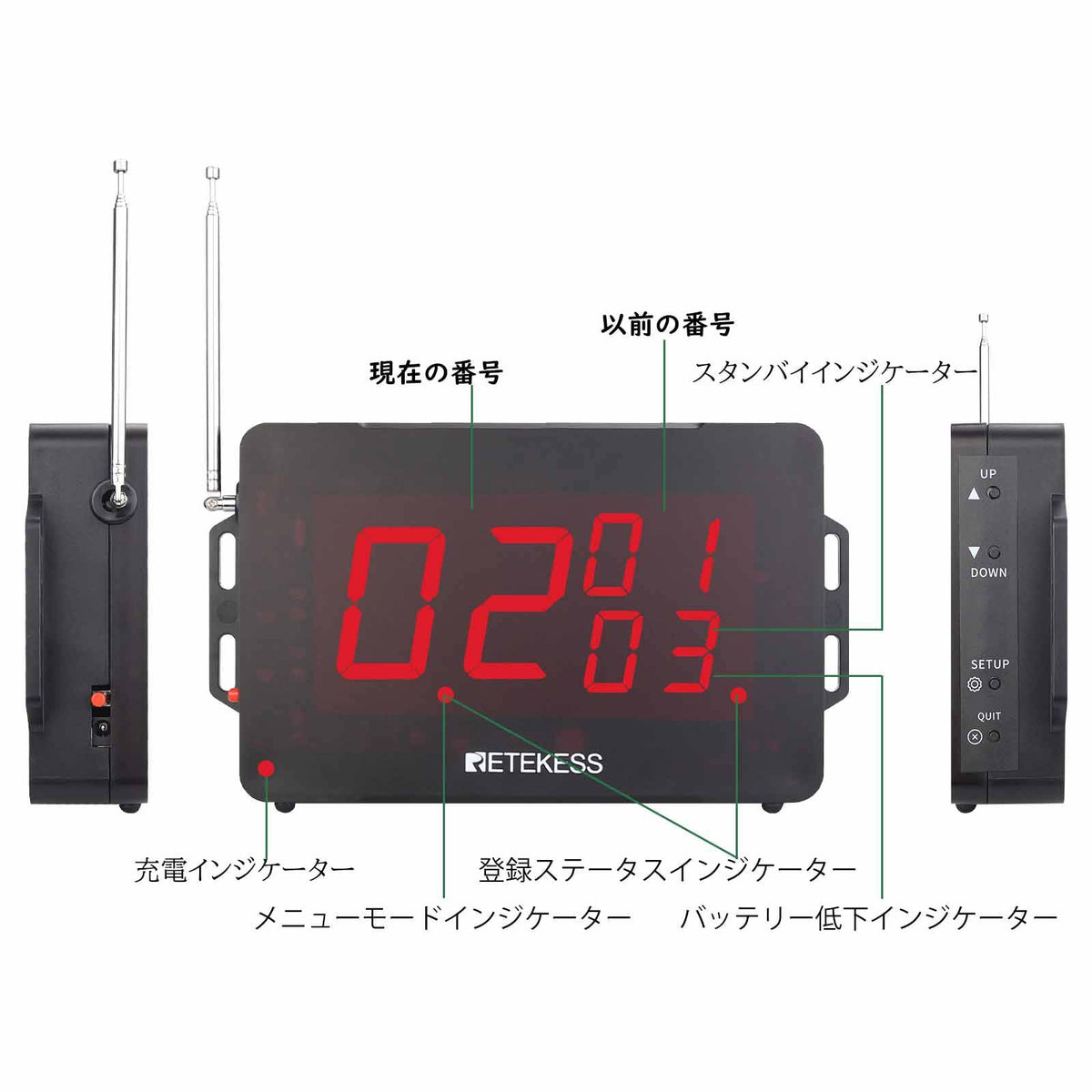 RetekessTD136スクリーン受信機 呼び出しベル ワイヤレス