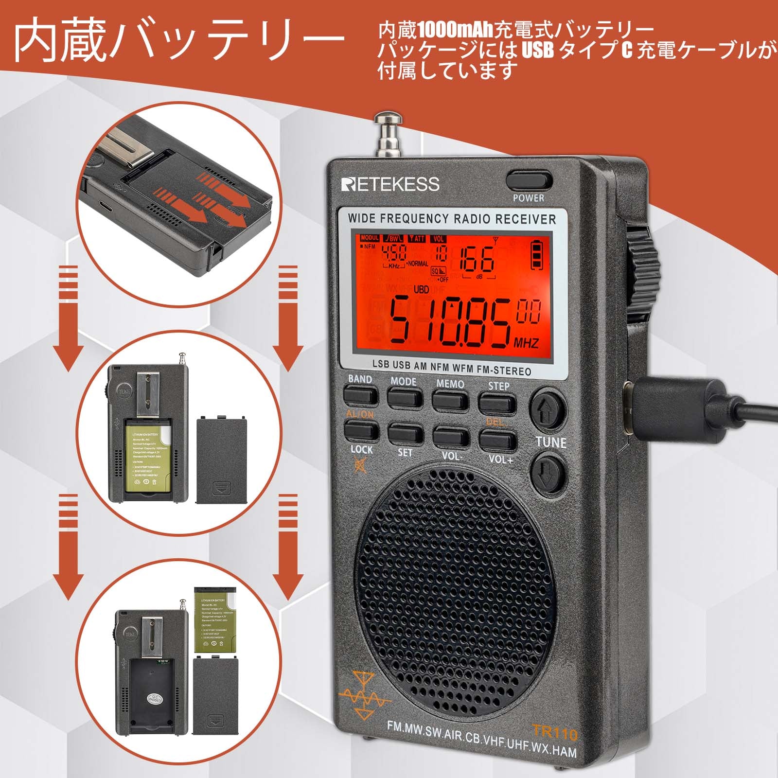 Retekess TR110ラジオ、BCLラジオ、アマチュア無線愛好家向け 