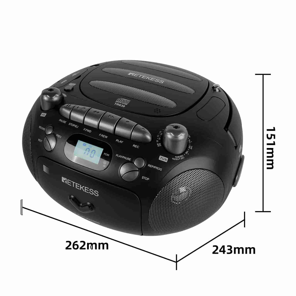 RetekessTR630多機能CDラジオ ラジカセ FM対応 語学学習用機能 電池