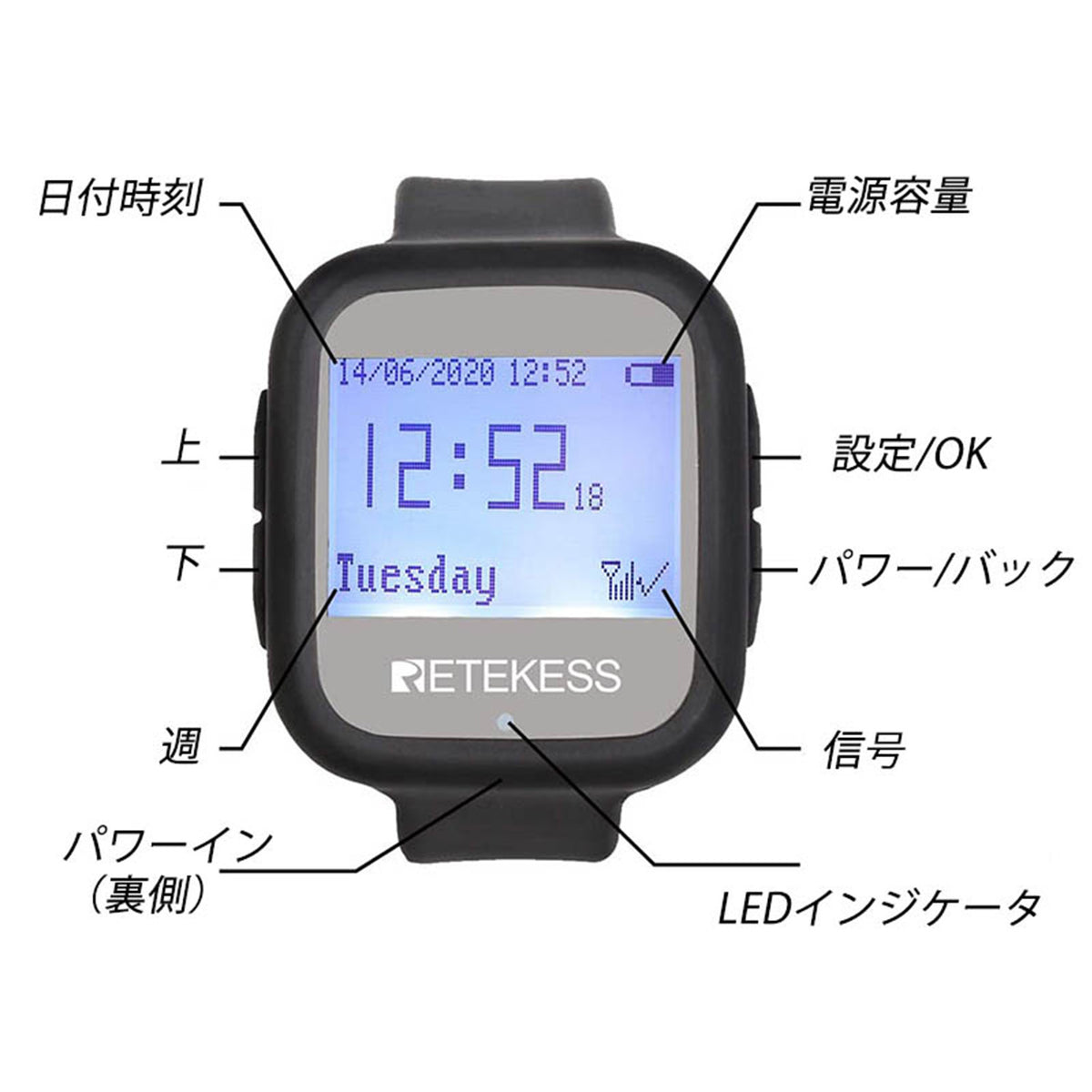Retekess TD106ワイヤレス通話システム 腕時計型受信機 無線呼び出し